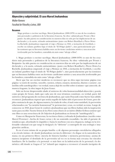 Abyección y subjetividad. El caso Marcel Jouhandeau - Congreso