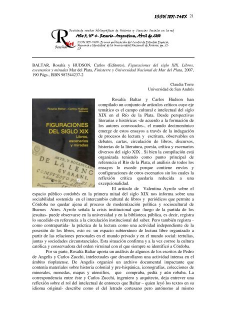 Figuraciones del siglo XIX. Libros, escenarios y miradas - Revista ...