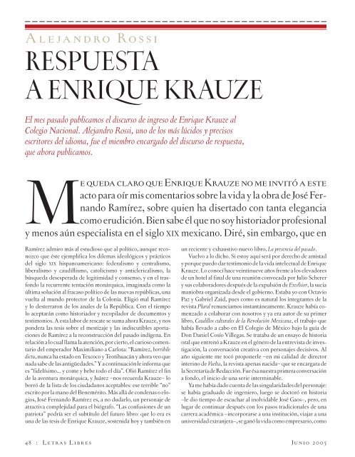 RESPUESTA A ENRIQUE KRAUZE - Letras Libres