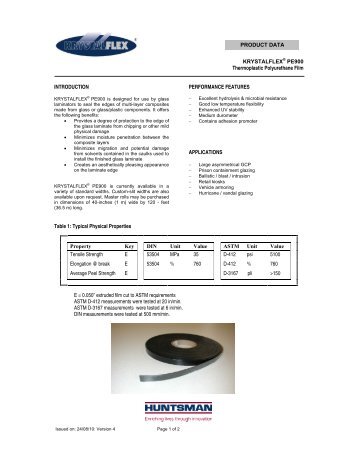 KRYSTALFLEX® PE900 Thermoplastic Polyurethane Film - Huntsman