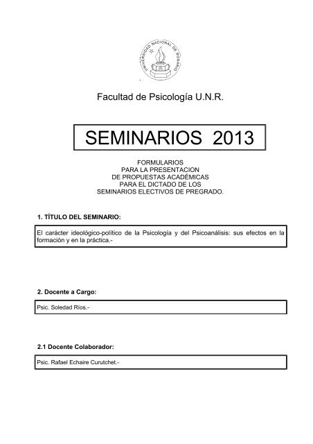 SEMINARIOS 2013 - Facultad de Psicología UNR - Universidad ...