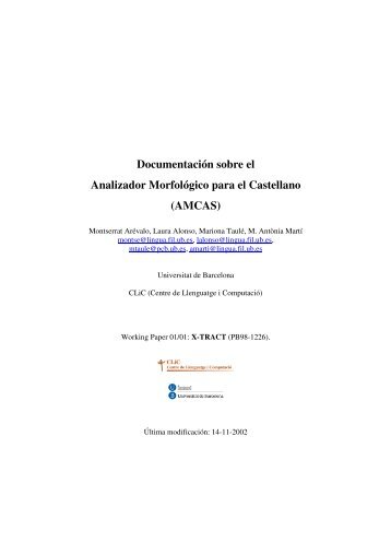 Documentación sobre el Analizador Morfológico para el Castellano ...