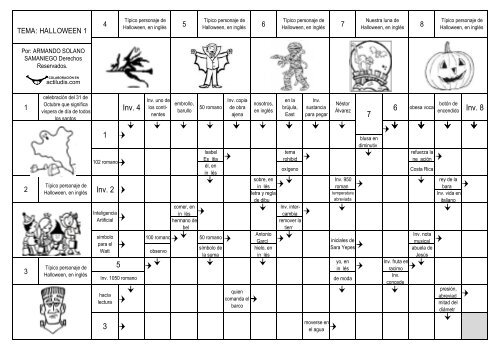 crucigramas halloween - Actiludis