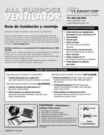 Guía de instalación y montaje - US Sunlight Corp