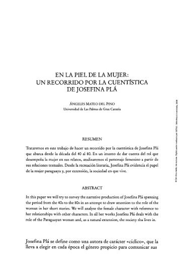 En la piel de la mujer: un recorrido por la cuentística de Josefina Plá