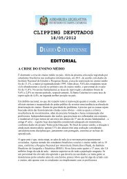 clipping deputados 18/05/2012 - Assembléia Legislativa