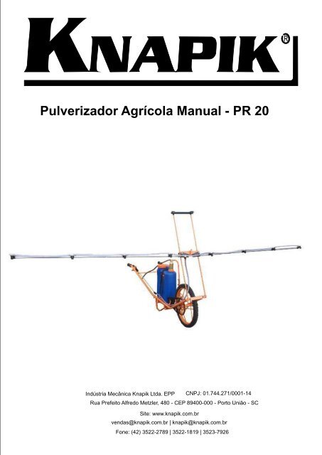 Pulverizador Agrícola Manual - PR 20 - knapik