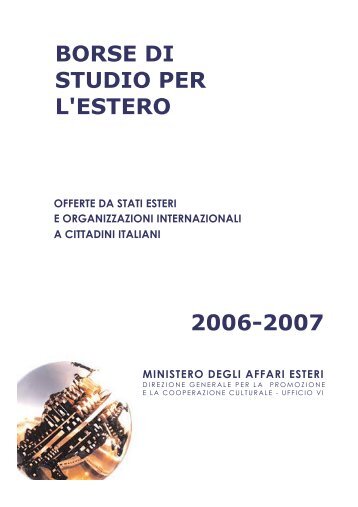 BORSE DI STUDIO PER L'ESTERO 2006-2007 - Comune di Cuneo