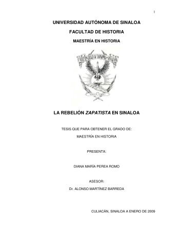 la rebelión zapatista en sinaloa - Facultad de Historia