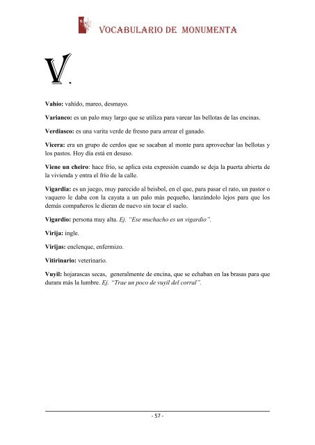 Vocabulario Vocabulario abulario - Furmientu