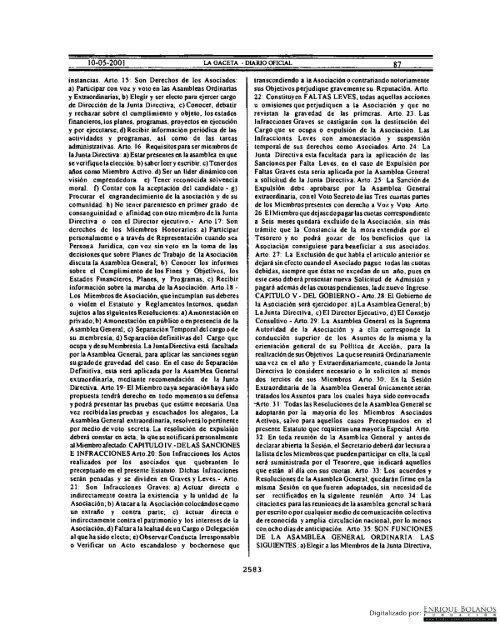 Gaceta - Diario Oficial de Nicaragua - # 087 de 10 Mayo 2001