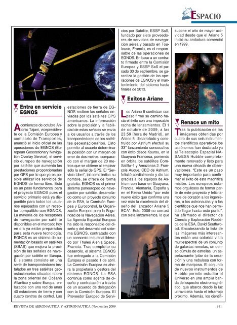 revista de aeronáutica y astronáutica nº 788 - noviembre 2009