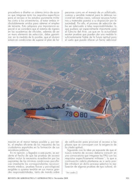 revista de aeronáutica y astronáutica nº 788 - noviembre 2009