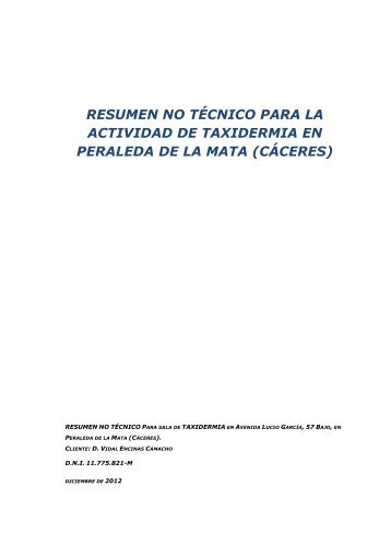 RESUMEN NO TÉCNICO PARA LA ACTIVIDAD ... - Extremambiente