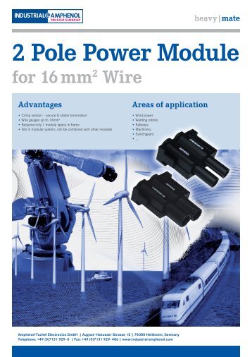 2 Pole Power Module for 16 mm2 Wire - Amphenol-Tuchel