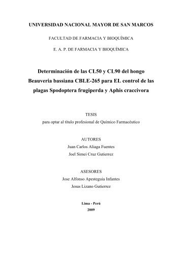 Determinación de las CL50 y CL90 del hongo ... - Cybertesis