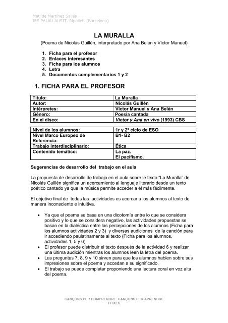 la muralla 1. ficha para el profesor - Personal Telefónica Terra