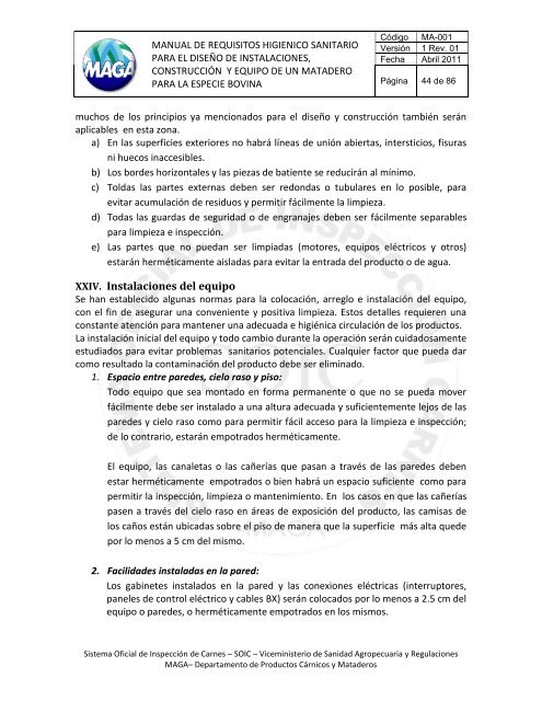 Manual de Requisitos Higiénico Sanitario para el Diseño