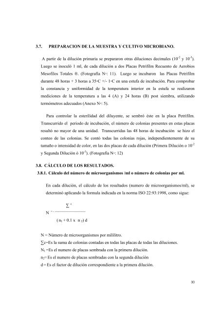 Recuento de bacterias aerobias mesofilas totales en ... - Cybertesis