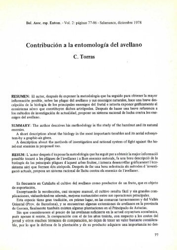 Contribución a la entomología del avellano - Asociación española ...