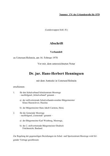 Dr. jur. Hans-Herbert Henningsen - beim Amt Moorrege