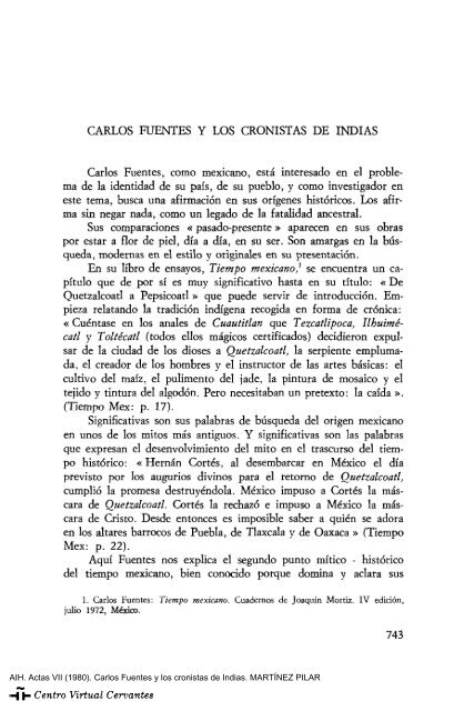 Actas VII. AIH. Carlos Fuentes y los cronistas de Indias. MARTÍNEZ ...