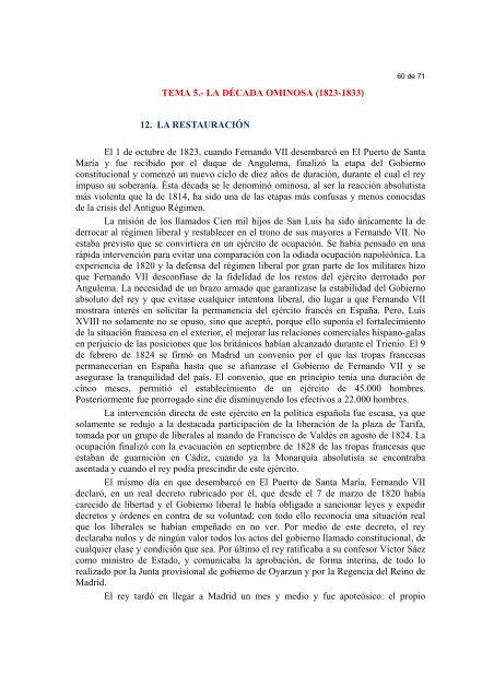 TEMA 5.- LA DÉCADA OMINOSA (1823-1833) 12. LA ...