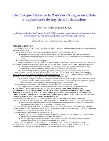 Hechos que Destruye la Posición «Ningún sacerdote independiente ...