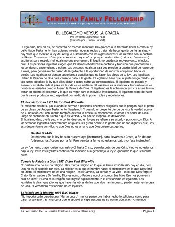 el legalismo versus la gracia - La Comunión De La Familia Cristiana