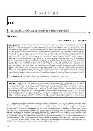 ¿Qué significa la «intención de destruir» en el delito de genocidio?