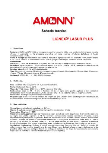 Scheda tecnica LIGNEX® LASUR PLUS - COLORIFICIO BRESCIANO