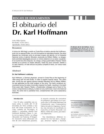 El obituario del Dr. Karl Hoffmann - Tecnológico de Costa Rica