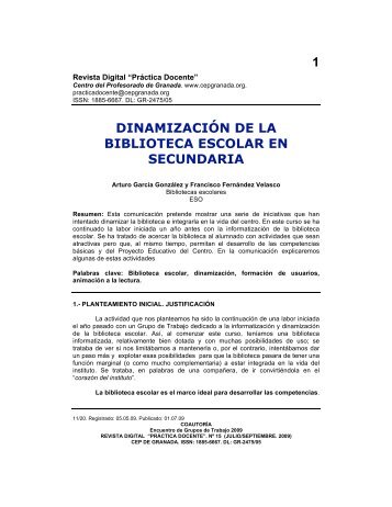 1 dinamización de la biblioteca escolar en secundaria - Centro del ...