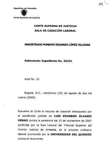 CORTE SUPREMA DE JUSTICIA SALA DE cASAcIóN LABORAL