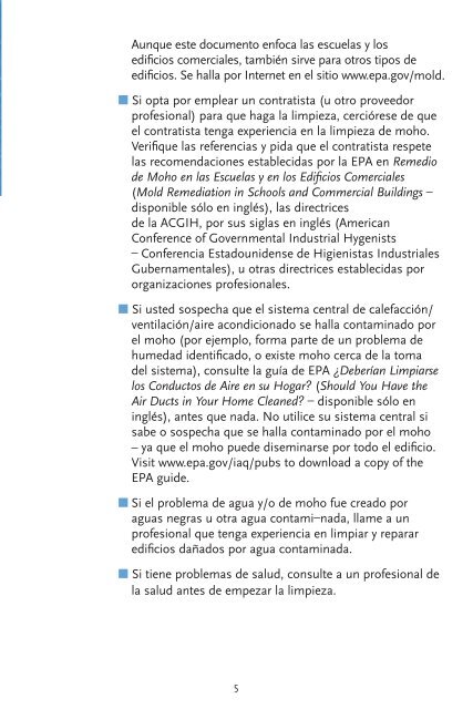 Una breve guía para el moho, la humedad y su hogar (PDF) - US ...