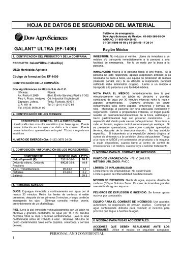 hoja de datos de seguridad del material galant* ultra (ef-1400)