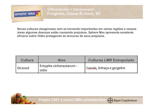 Projetos Bayer para Culturas de Suporte Fitossanitário Insuficiente ...