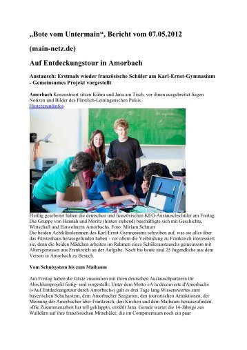 Bericht vom 07.05.2012 (main-netz.de) - Karl-Ernst-Gymnasium ...