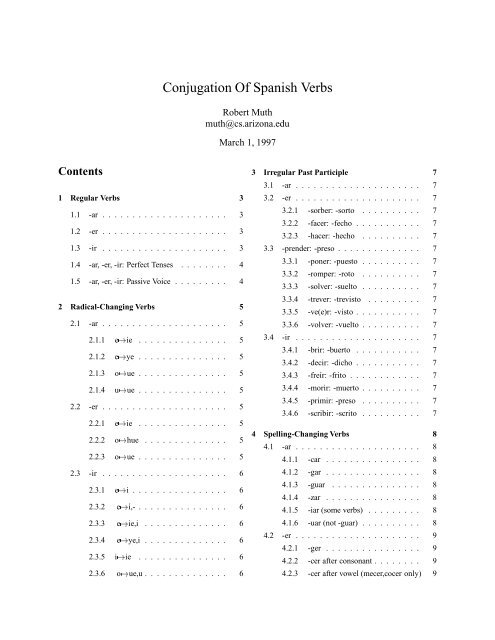 Conjugation Of Spanish Verbs - Muth.org