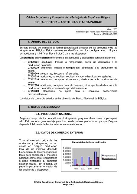 FICHA SECTOR – ACEITUNAS Y ALCAPARRAS - Icex