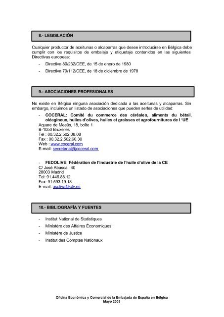 FICHA SECTOR – ACEITUNAS Y ALCAPARRAS - Icex