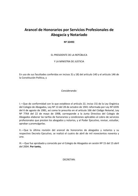 Arancel de Honorarios por Servicios ... - Ministerio Público