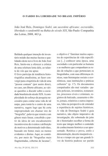 O fardo da liberdade no Brasil Império - Revista Afro-Ásia