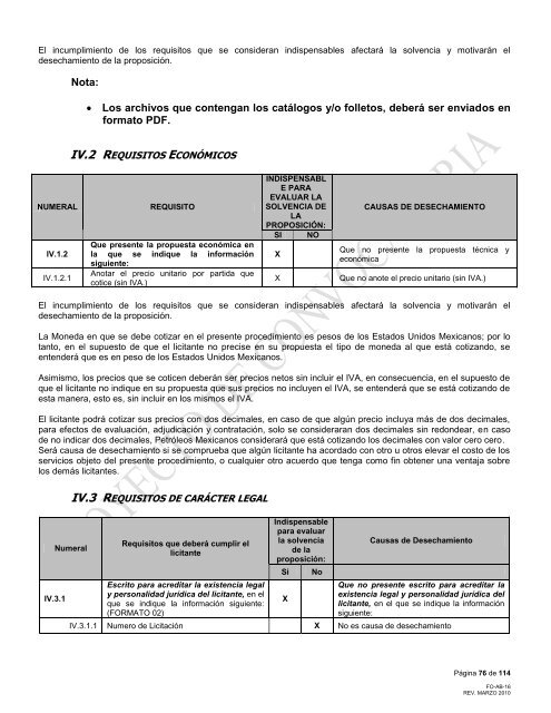 modelo de convocatoria a la licitacion publica nacional - PEMEX.com