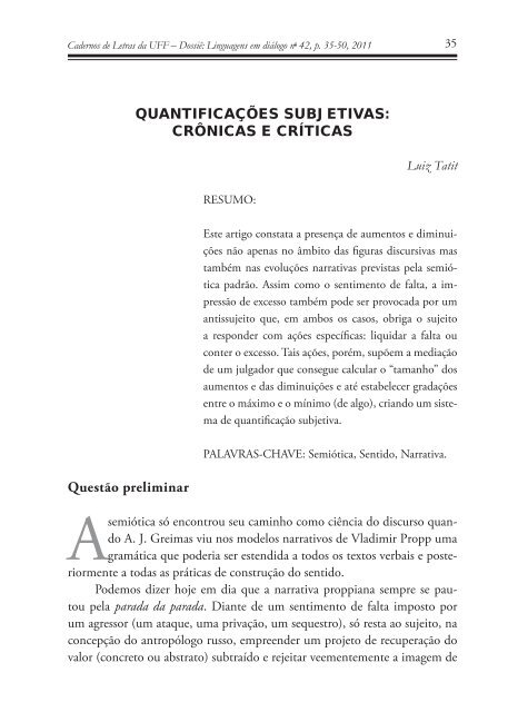 Quantificações subjetivas: crônicas e críticas - UFF