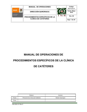 manual de operaciones de procedimientos específicos de la clínica ...