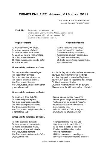 FIRMES EN LA FE - Himno JMJ Madrid 2011 - Diocese de Braga