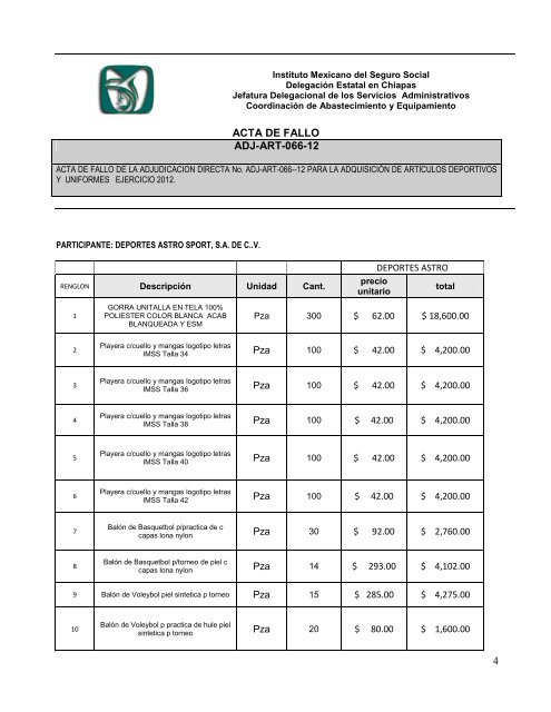 fallo - Portal de compras del IMSS ®Inicio - IMSS