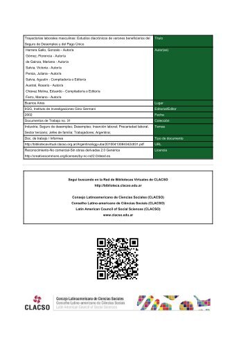 Trayectorias laborales masculinas: Estudios diacrónicos de ... - Clacso