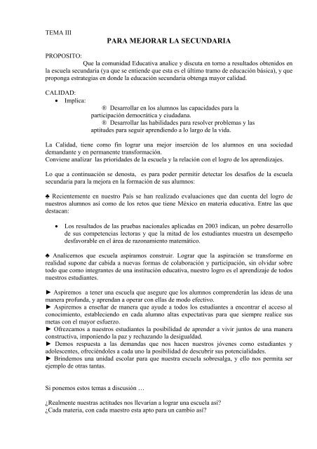 tema: los adolescentes y la escuela - Reforma de la Educación ...